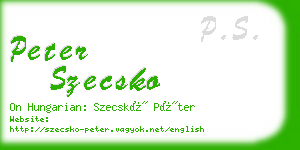 peter szecsko business card